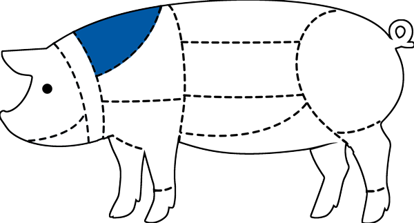 Pig cut chart with Boston Blue highlighted in blue
